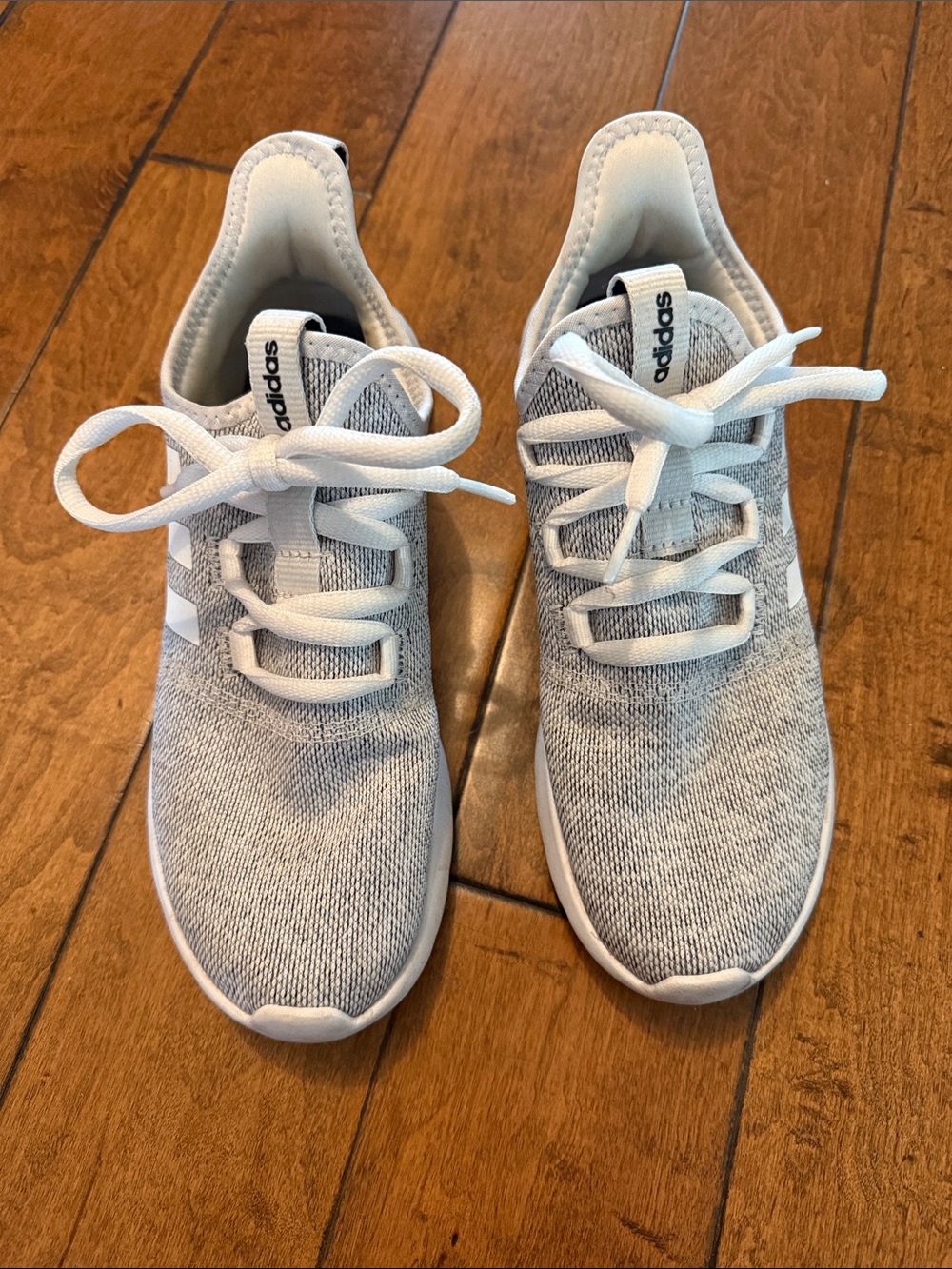 adidas women Knit Lace-Up Sneakers - White/Light Gray